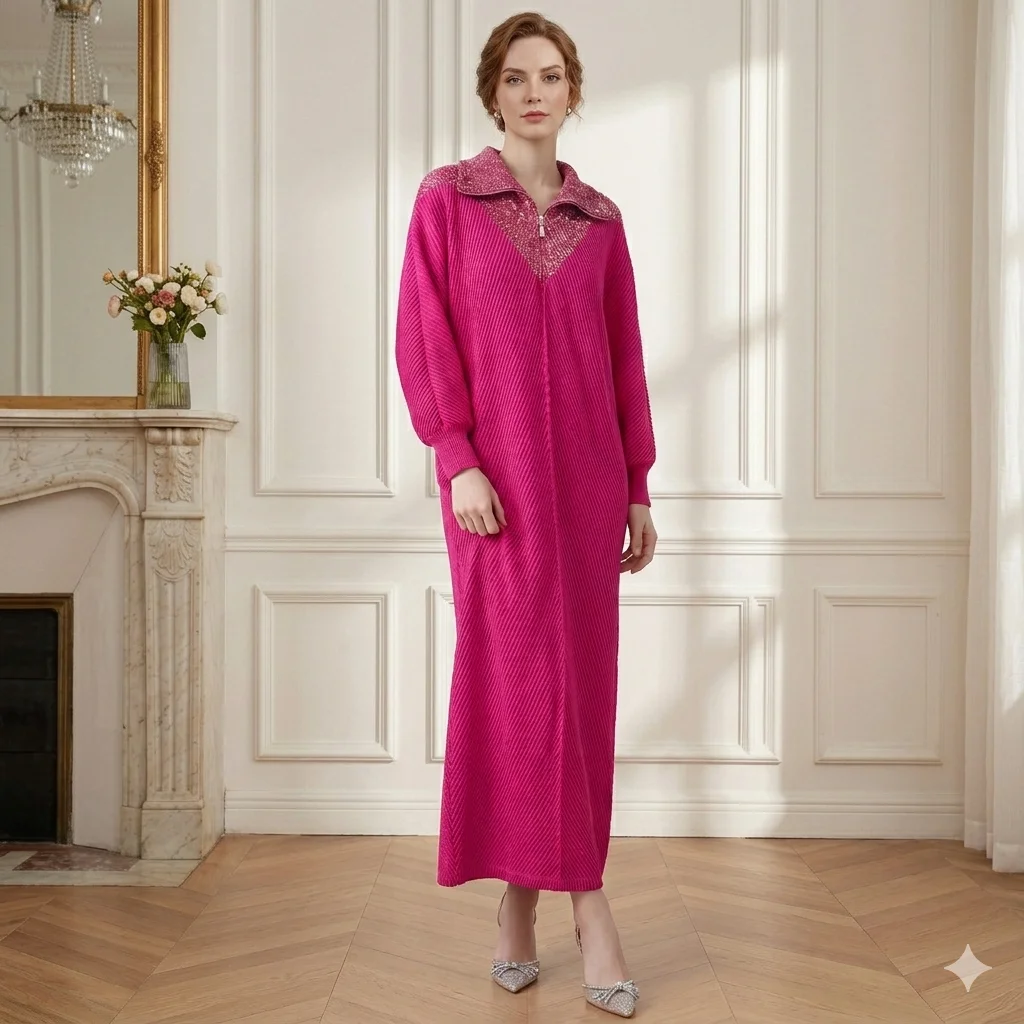 

Miyake Pleated Spring and Summer New 2026 Fashion Polo Shirt Dress Pleated Women's Fashion Temperament Commuter Style Long Skirt