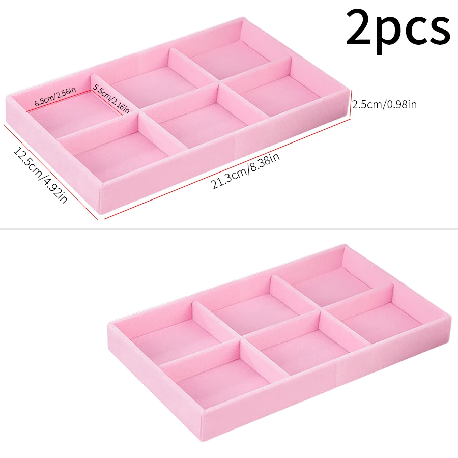 2Pcs Velvet Jewelry Display Tray, Exquisite Storage Box