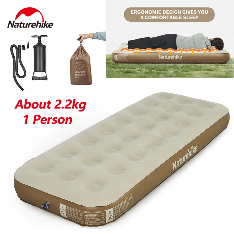 

Naturehike C20 Self-Inflating Mattress with Air Pump Camping Portable Single PVC Sleeping Bed Outdoor Folding Travel Cushion