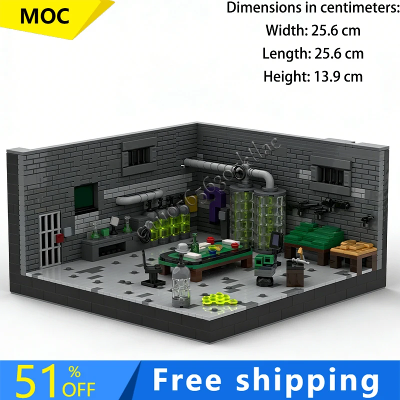 

1436 деталей MOC: Модель таинственной подземной лаборатории из знаменитого фильма, конструктор для самостоятельной сборки, игрушка для детей, рождественский подарок
