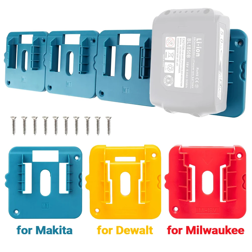 Machine Holder Battery Storage Rack for Dewalt/Makita/Milwaukee 14.4V 18V Li-ion Battery Wall Mount Tool Bracket Fixing