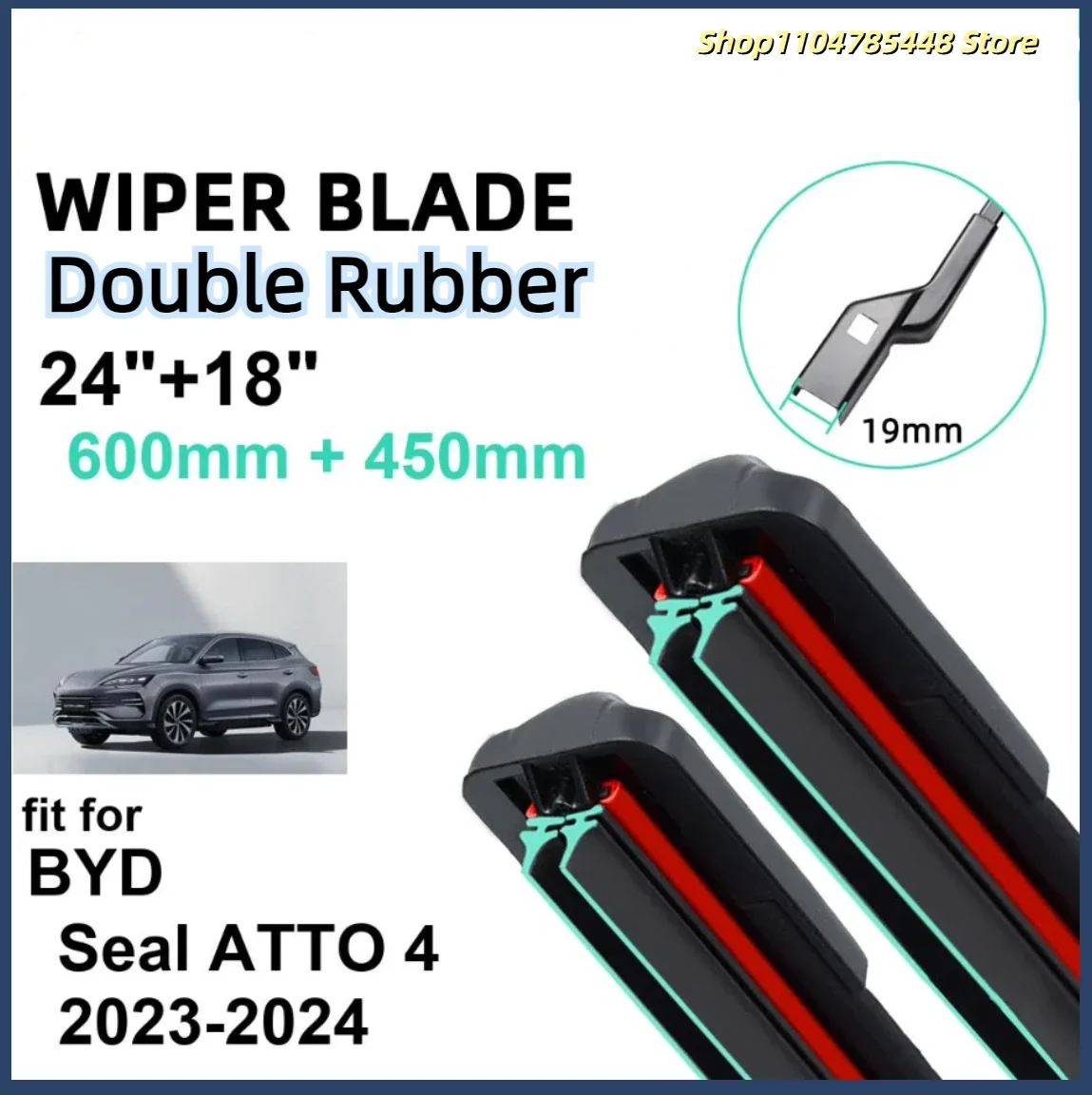 

Car Wiper for BYD Seal ATTO 4 2023-2024 24" + 18" Front Rear Wiper Blades Brushes Cutter Accessories 2023 2024