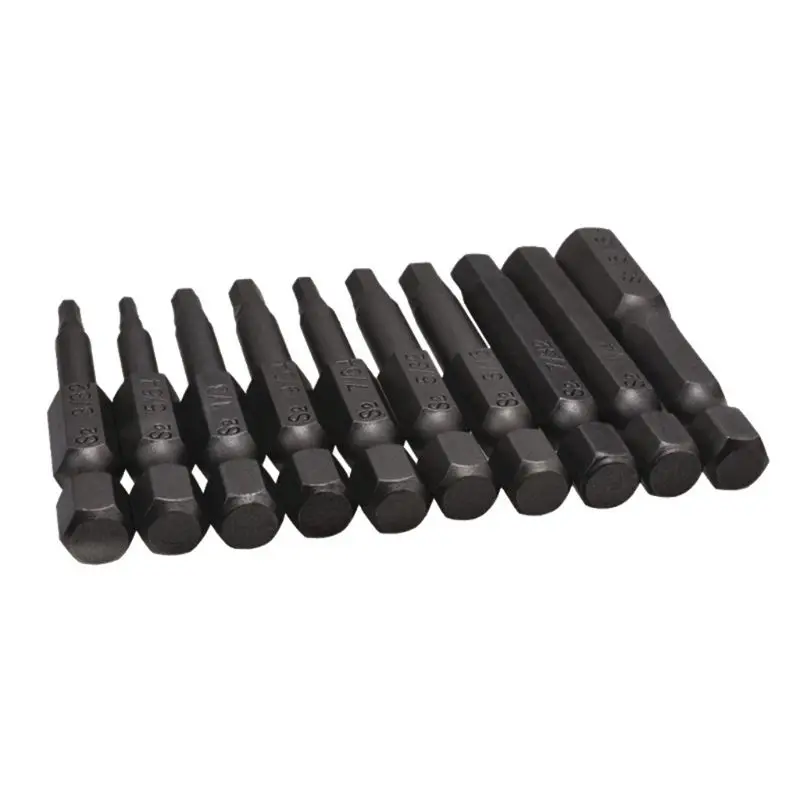 10ชิ้นสีดำแม่เหล็กหกเหลี่ยมไขควงบิตS2เหล็ก1/4นิ้วHex S HankสกรูDropship