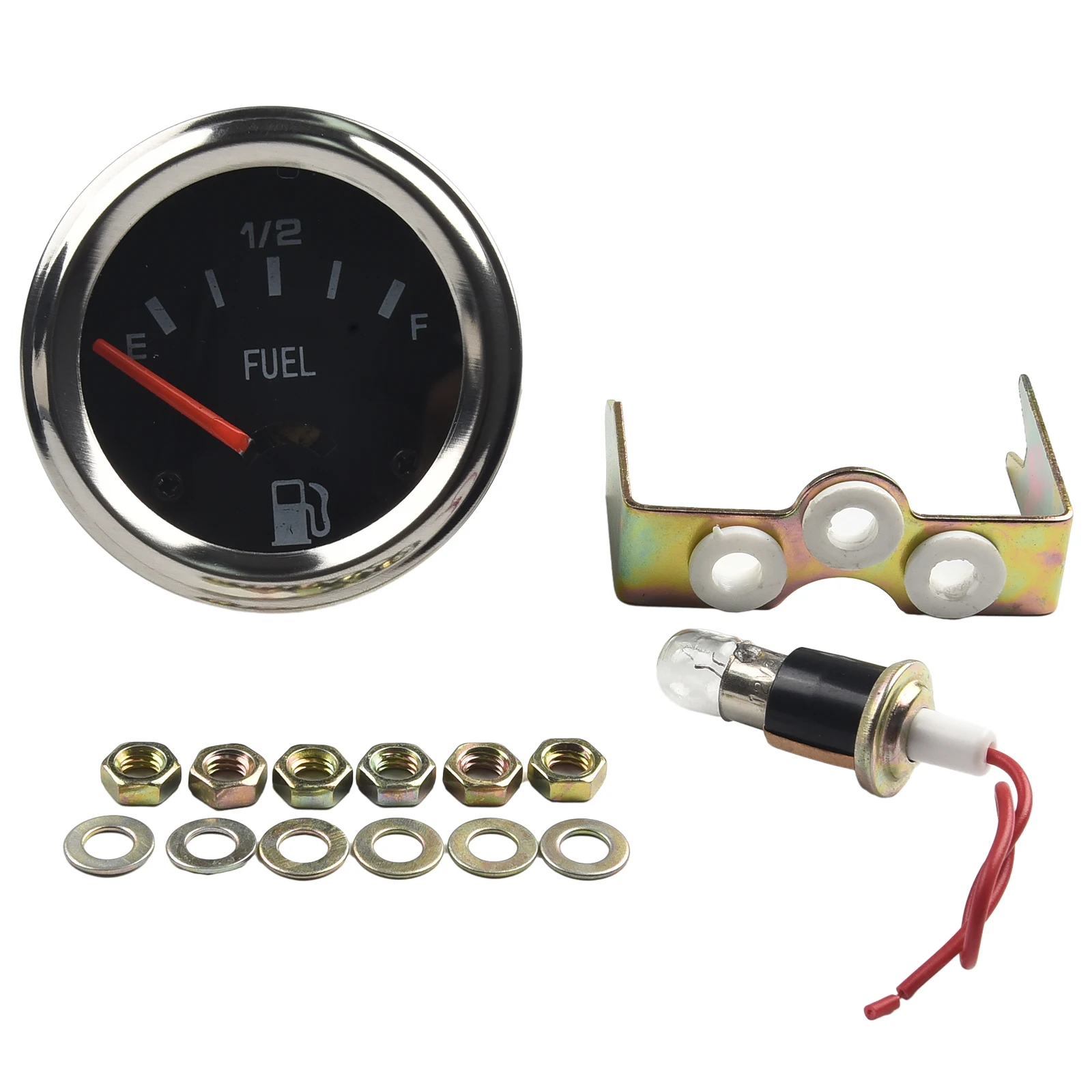 

2-Inch 52mm Mechanical Auto Car Fuel Level Gauge Meter E-1/2-F Pointer 12V Direct Replacement Package Contents