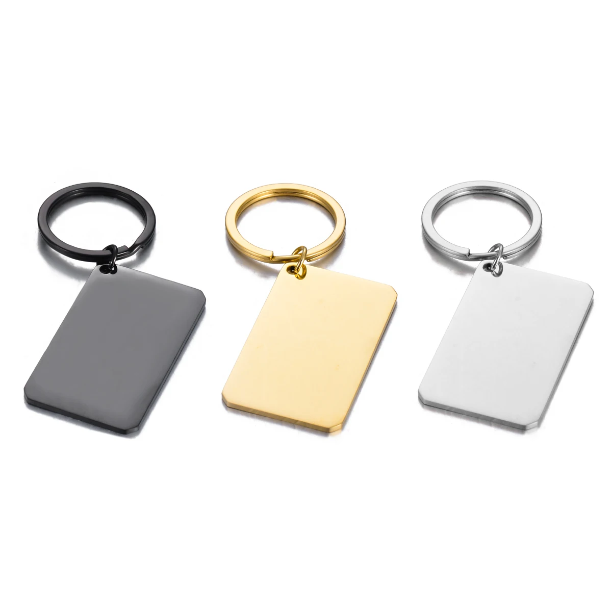 Waterproof 30x50 Rectangle Keychain Stainless Steel Blank Tag for DIY Logo Name Accessories Key Ring