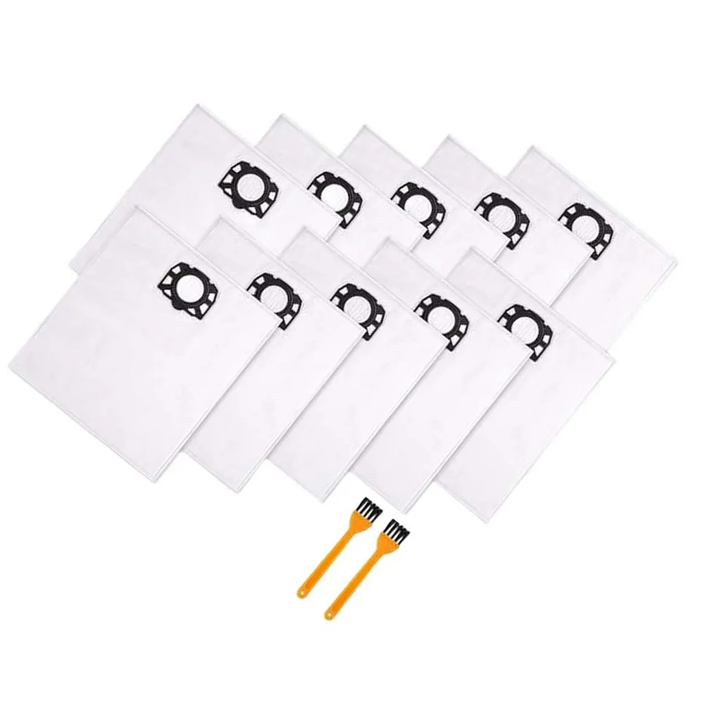 12pcs Vacuum Cleaner Dust Bags For Karcher WD3 WD4 WD5 WD6 MV4 MV5 MV6 KD3 Series Non-woven Filter Sacks With Brushes Accessorie