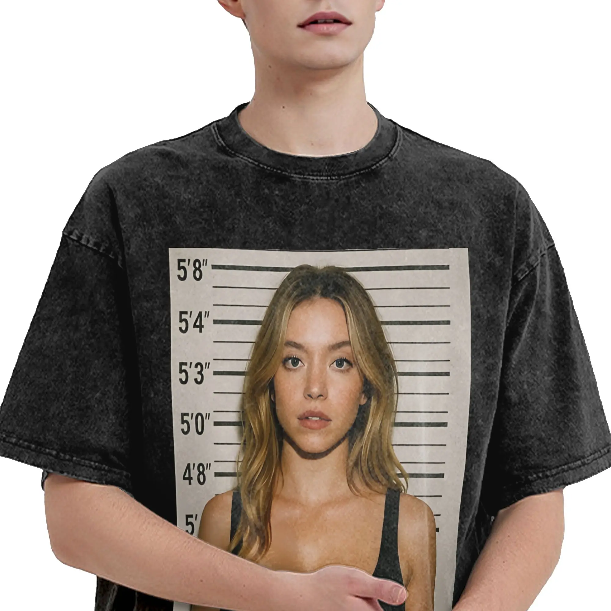 قمصان هاراجوكو المغسولة سيدني سويني هي سرقة القلوب الزي تي شيرتات رائعة كبيرة الحجم ملابس الشارع الشهير كم قصير مطبوعة بلايز تيز #3