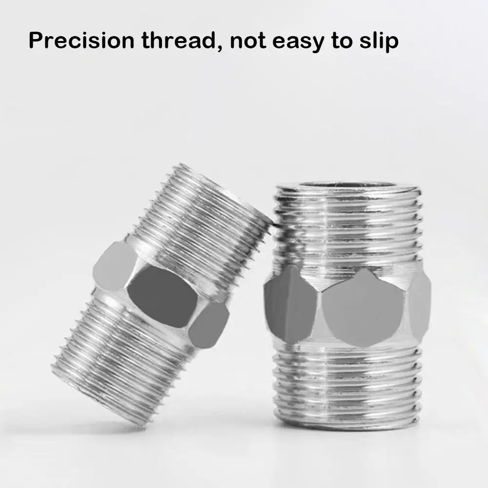 201 Stainless Double Male Thread Connecter Thickened Multiple Specifications Hex Nipple Union Hexagonal Pipe Fittings
