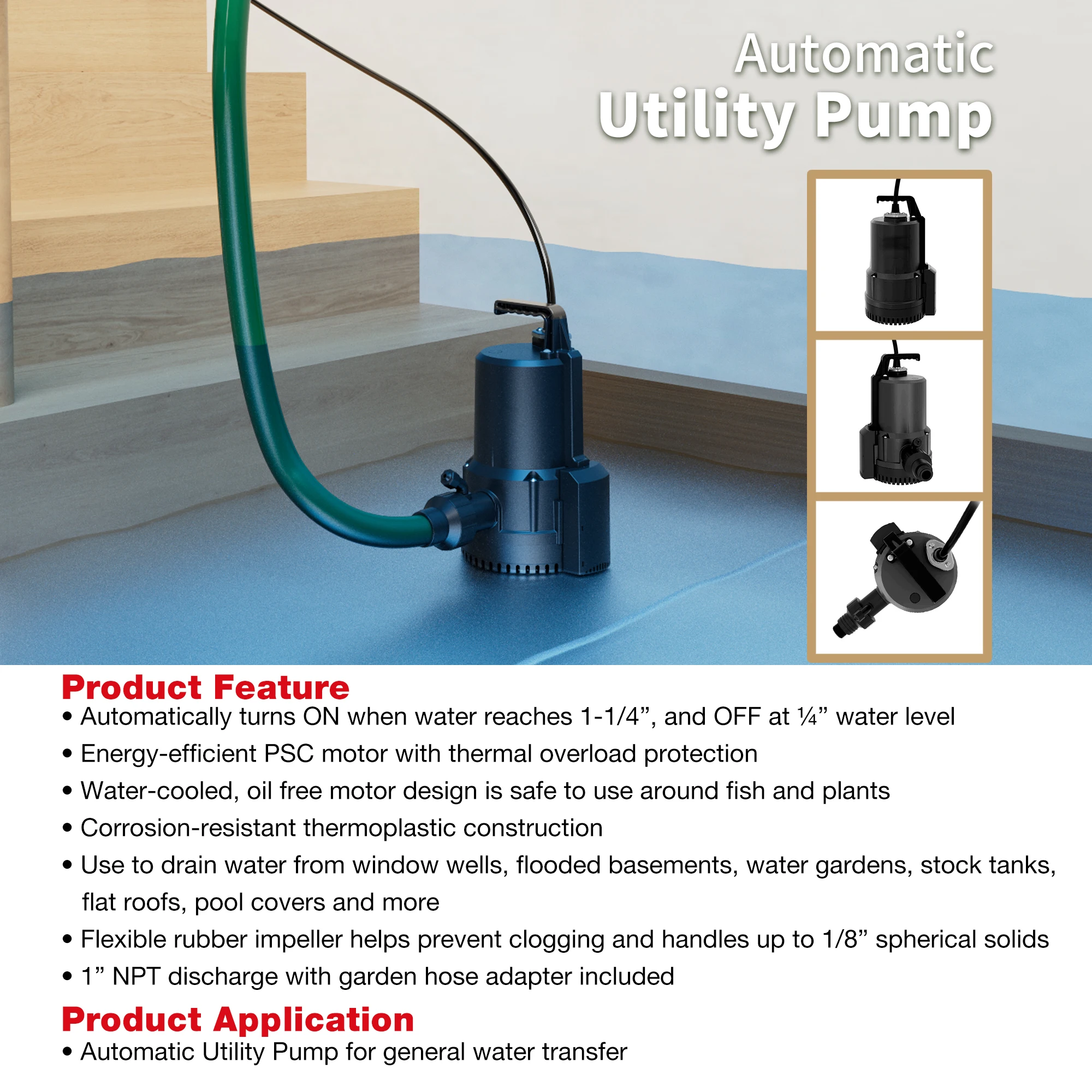 GP Enterprises Made Automatic Submersible Utility Water Pump With China Factory Price Water Transfer Pump