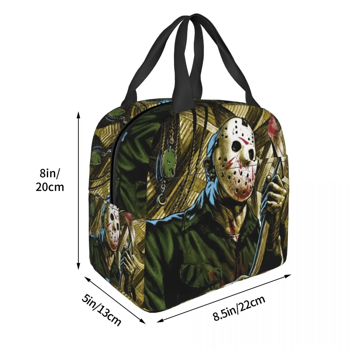 Custom Halloween Horror Movie Character Lunch Bag Portable Thermal Cooler Insulated Bento Box for Women Kids Food Lunch Tote