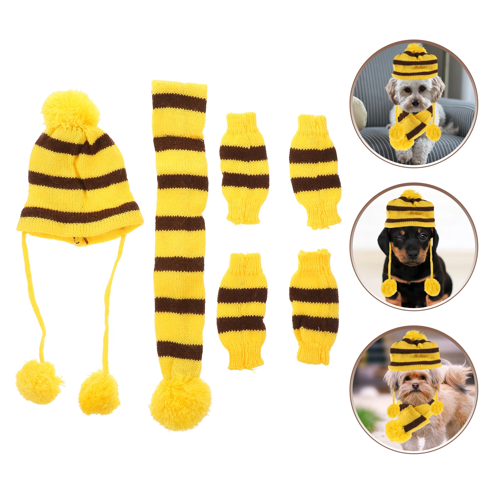 

1 set Puppy Dog Scarf Hat Set Warm Knitted Costume for Small Dogs Christmas Party Cosplay Photo Shoot Gift Dog Accessories
