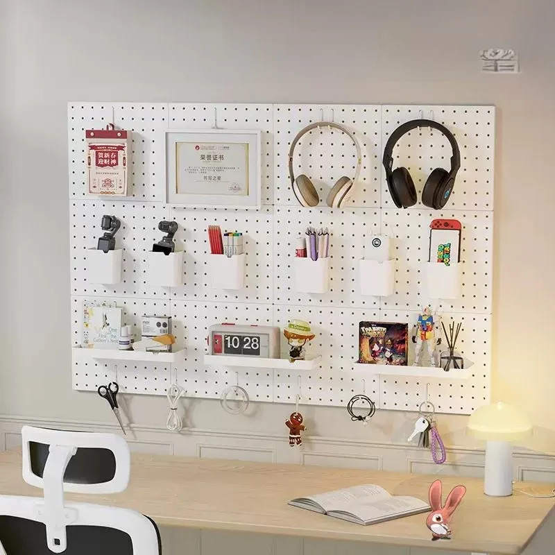 Thickened Magnetic Hole Board Display Rack Iron Pin Badge Holder Desk Organizer Accessories Wall Mounted Storage Shelf