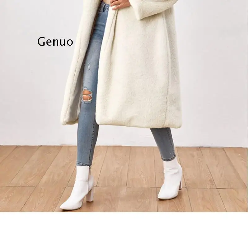 Manteau Long en fausse fourrure de lapin pour femme, de luxe, à revers ample, épais et chaud, en peluche, grande taille, hiver