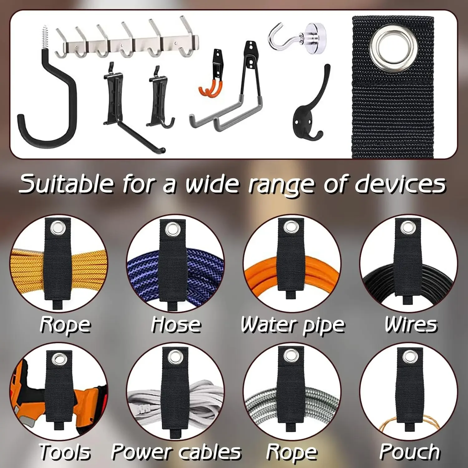 Heavy-Duty Extension Cord Holder for Garage Organization Cord Storage Work Van Cord Hooks Extension Cord Organizer Shed