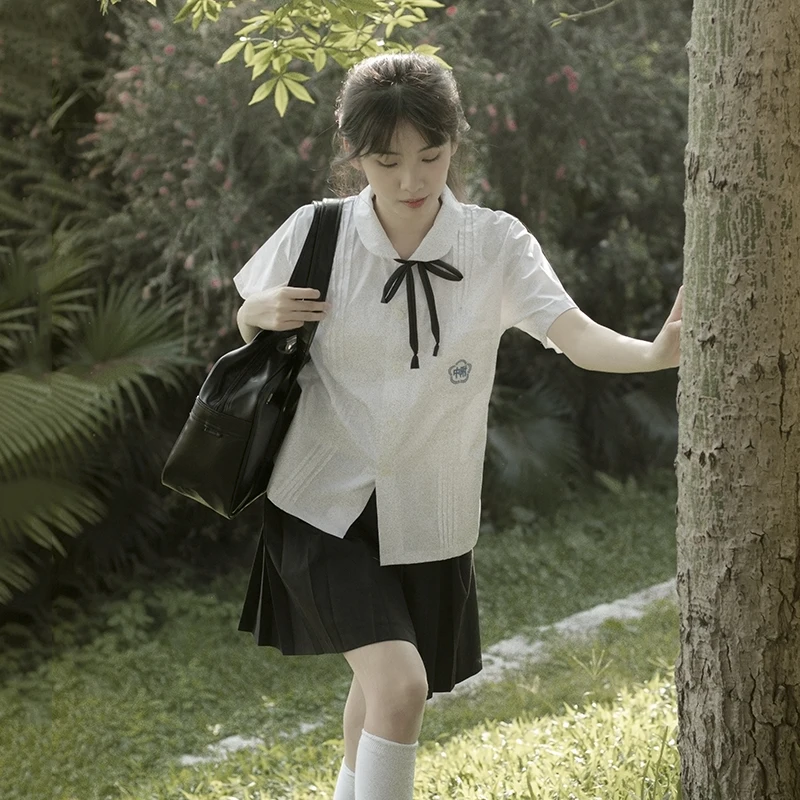 Taiwan School Uniform JK Uniform Set Accordion Pleat Graduation Class School Wind White Shirt Summer Youthful Short Sleeve Sk...