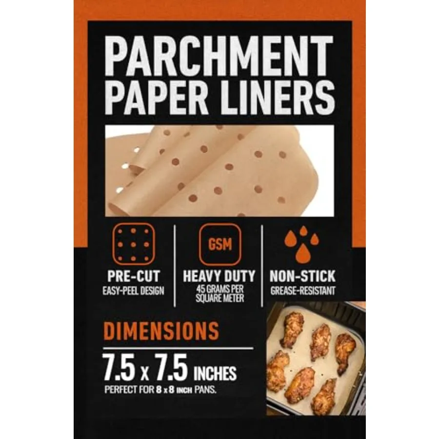 Air Fryer Liners Compatible with Bella, Chefman, Cosori, Dash, Nuwave Brio, More Natural Unbleached Airfryer Parchment Paper Sh