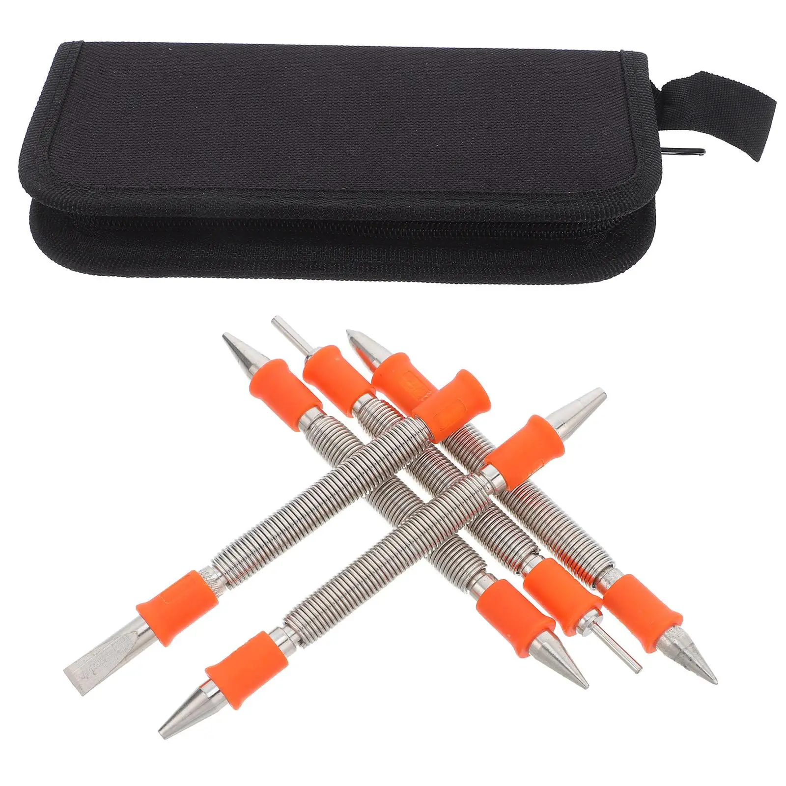 

5pcs Spring Nail Set Punch Kit Door Hinge Tool Metal Cold Chisel Spring Loaded Center Punch Carpenter Essential Durable Reliable