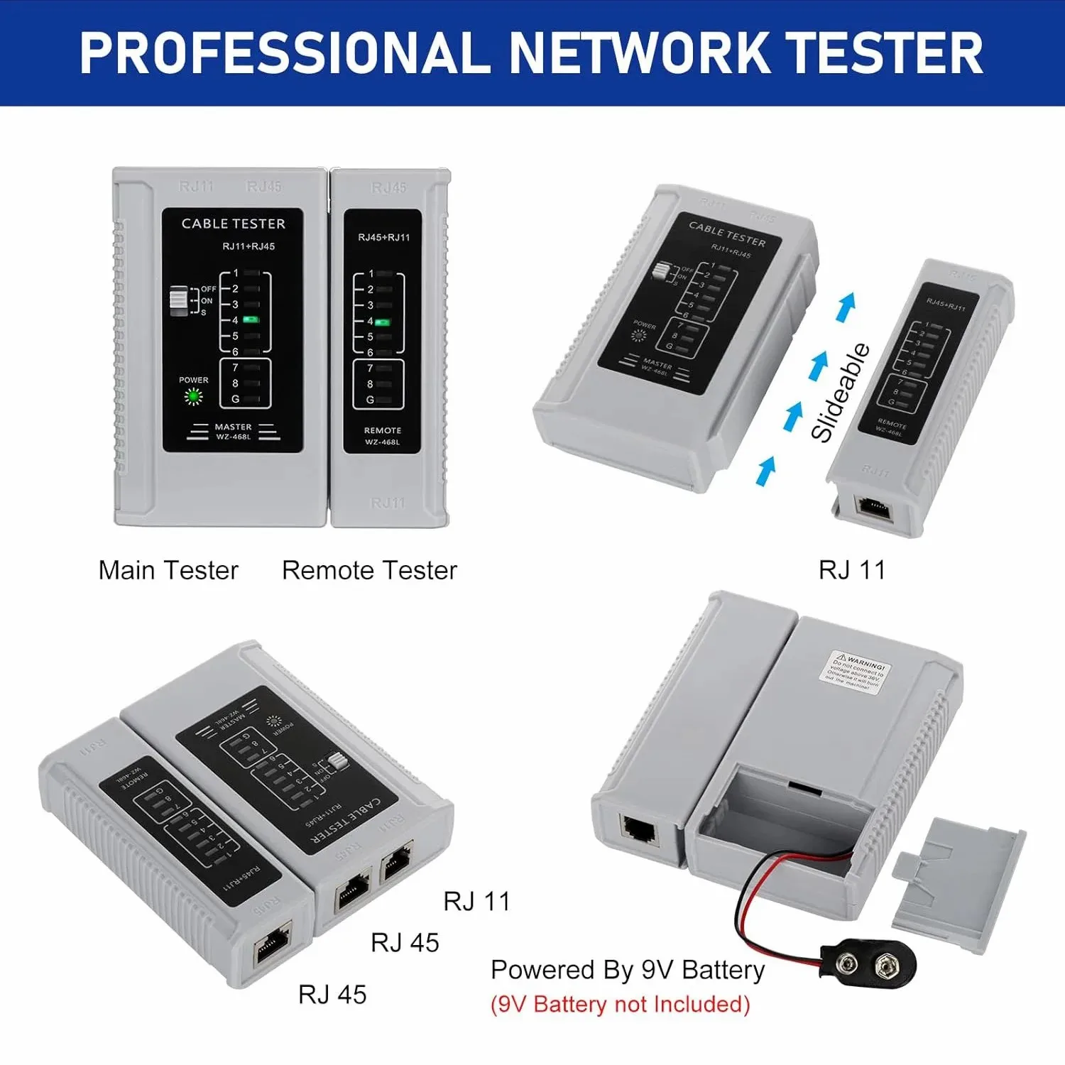 ZoeRax RJ45 Crimp Tool Kit Pass Through Ethernet Crimper and Tester for Cat5e Cat6 Cat6a 8P8C Modular Connectors