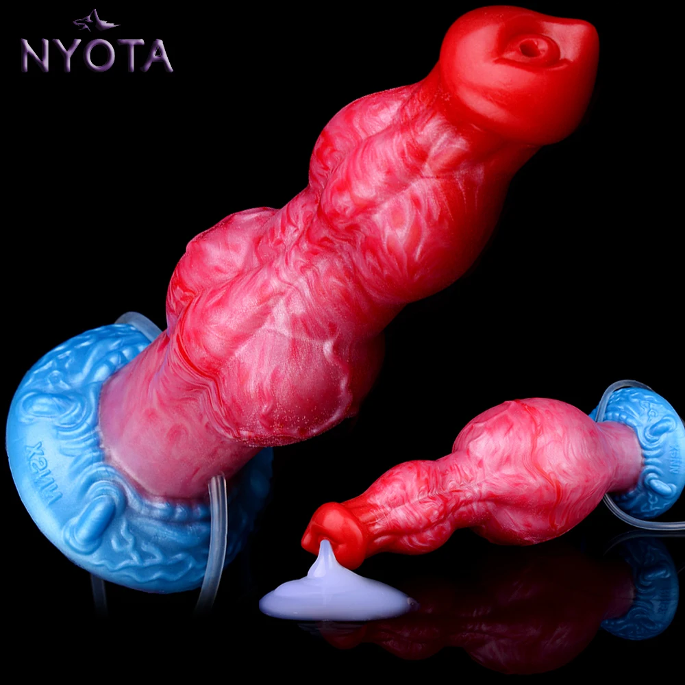 NYOTA Huge Knot Squirting Inflatable Dildo Ejaculation Dick Silicone Anal Plug Fantasy Masturbation Adult Sex Toys for Women Men