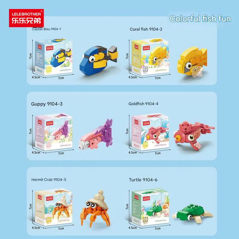 Décennie s de Construction à Petites Particules pour Enfant, Créatures Marines, Poisson, Crabes, Tortues, Jouets de Puzzle, Activités d'Assemblage, Cadeaux