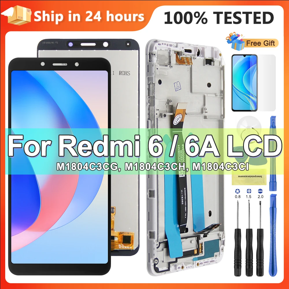 5.45\'\' Display Screen for Xiaomi Redmi 6 / Redmi 6A M1804C3DG Lcd Display Touch Screen Digitizer Assembly With Frame Replacement