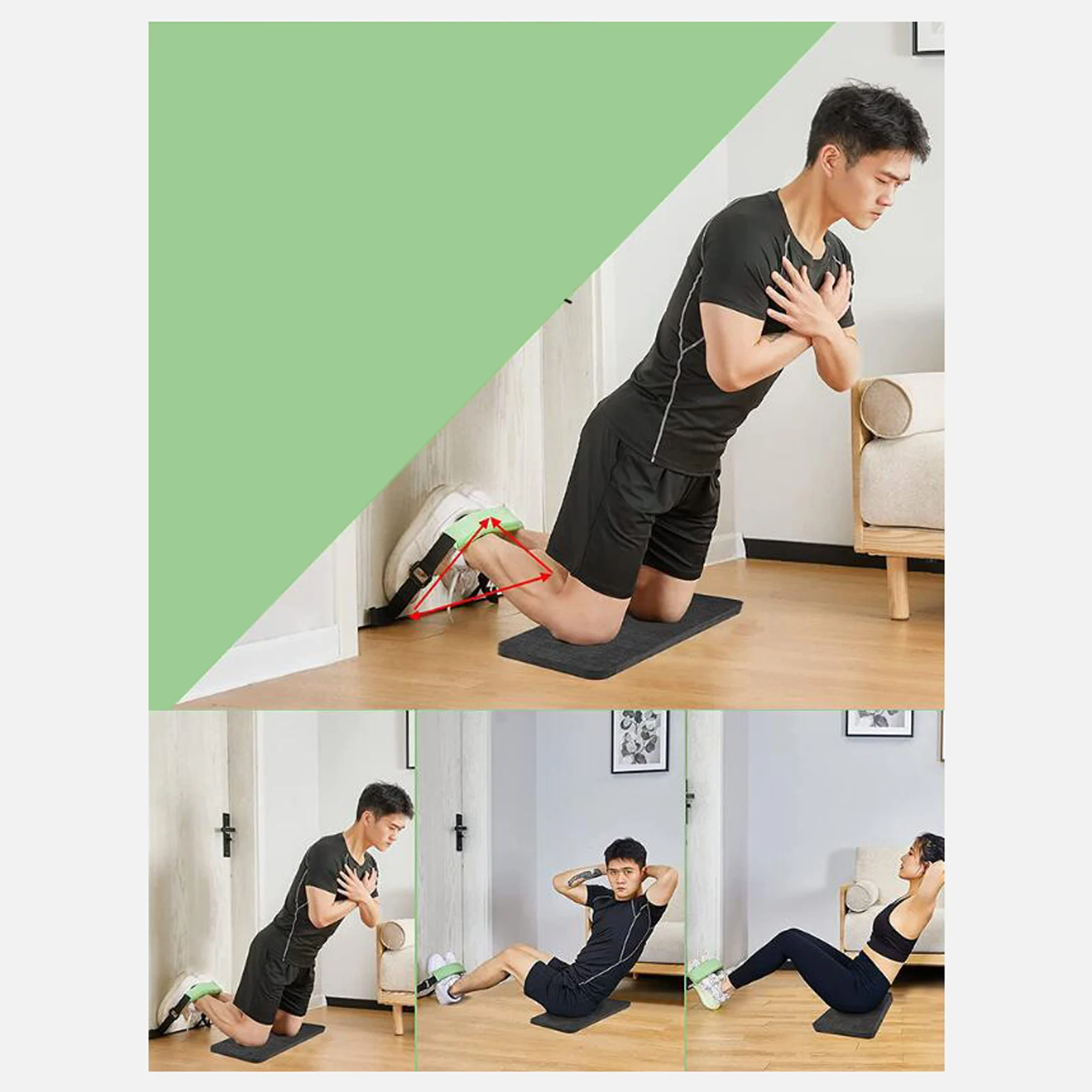 Hamstring Curl Strap Muscle Building Abdominal Portable Padded Ankle Bar Home Strength Training Gym Workout Unisex Gear