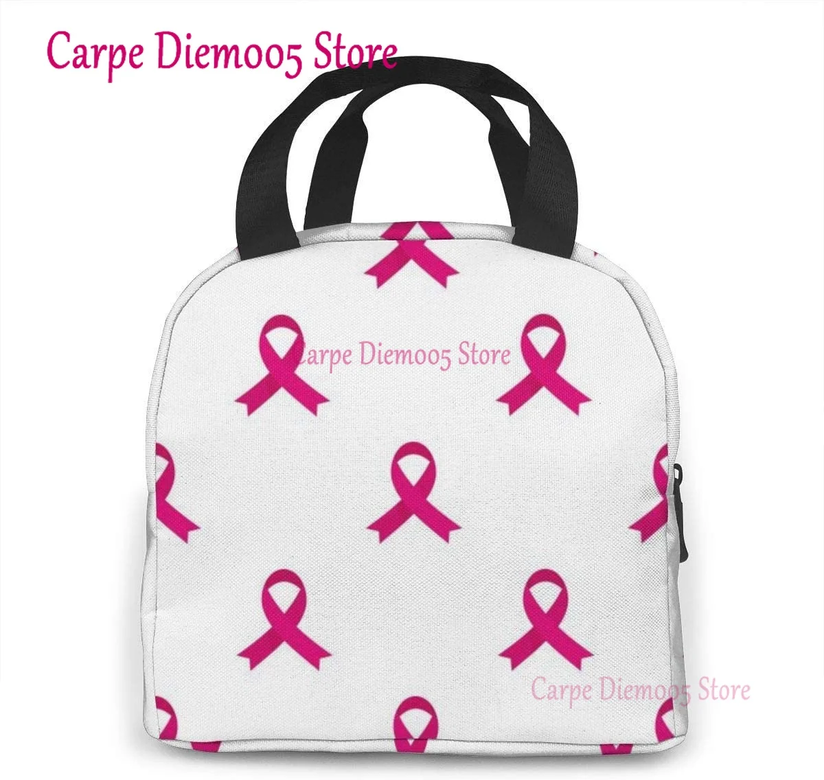Pink Ribbon Support Breast Cancer Pattern  Repeat For Portable Insulated Lunch Bag