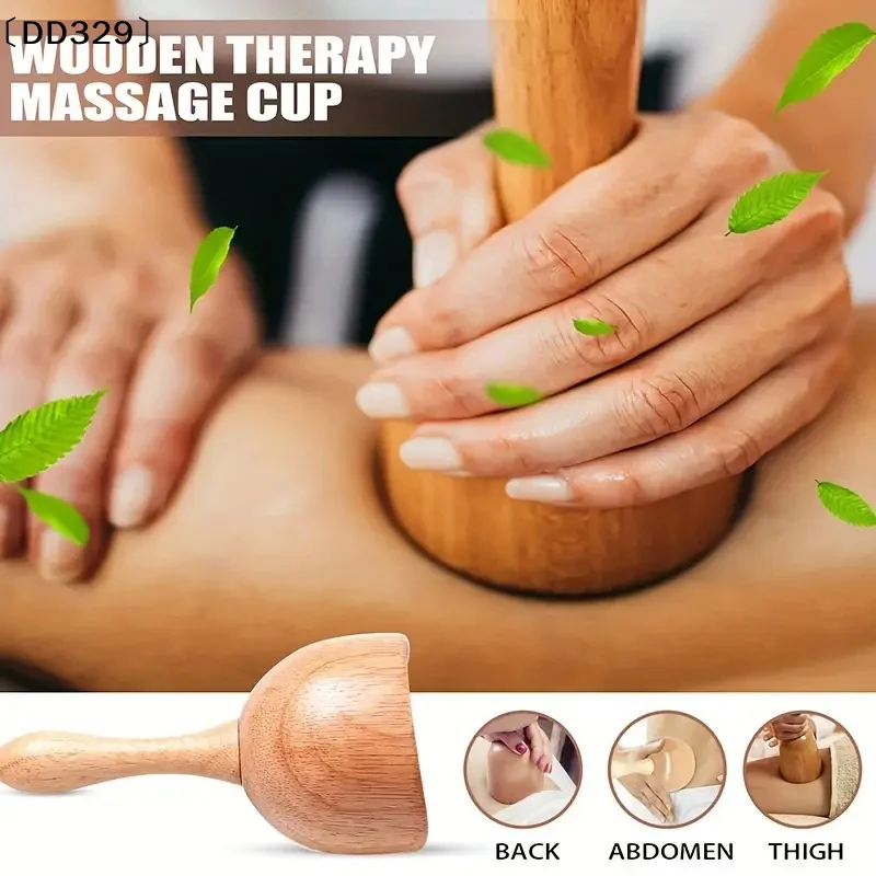 Wooden Handheld Massage Cup,Wooden Swedish Cup, Lymphatic Drainage Massage Tool,for Body Sculpting Anti-Cellulite Gua Sha〔DD329〕