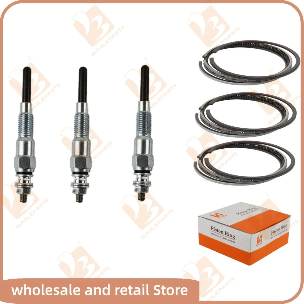 

3PCS 3TNV70 Glow Plug For Yanmar Spark Plug Lgnition System 3 Cylinders Piston Ring 70*1.5HK+1.5+3mm Excavator Spare Parts