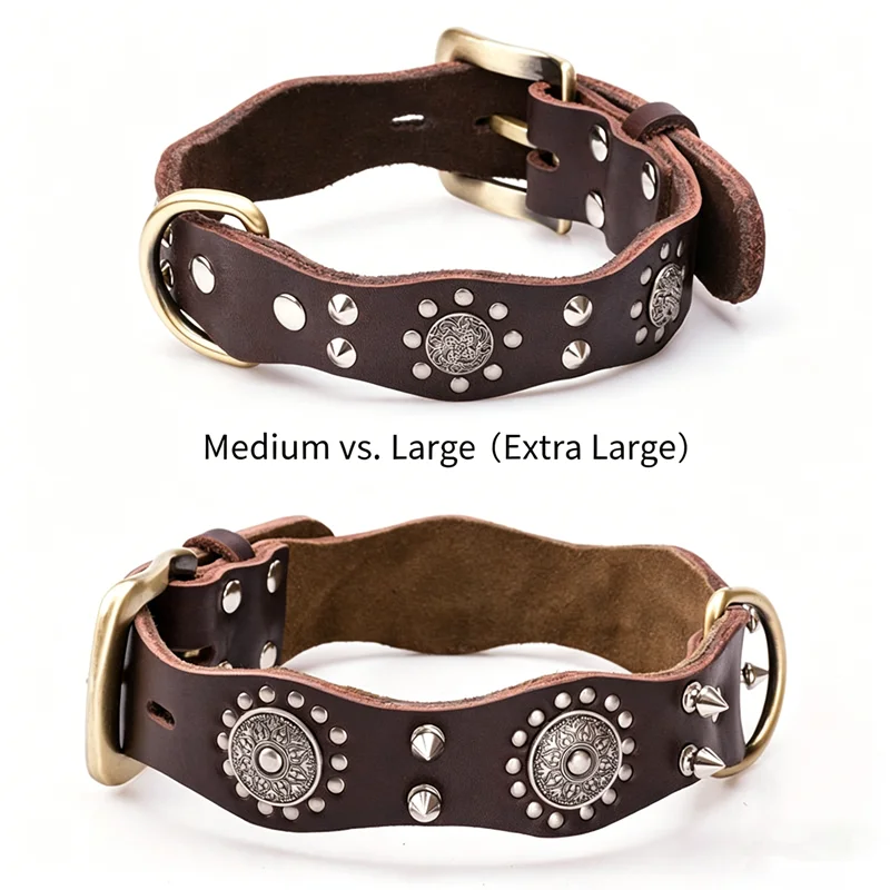 Collar de cuero resistente con púas para perros medianos y grandes - imagen 5