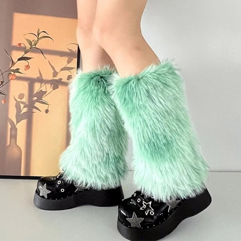 المرأة فو الفراء تدفئة الساق مثير فروي غامض تدفئة الساق لينة التمهيد الأصفاد غطاء 15UB