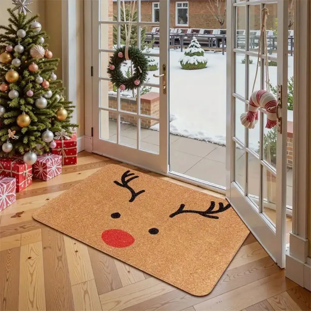 سجادة أرضية الرنة لعيد الميلاد من VIKAMA - سجادة ترحيب للمدخل الداخلي والخارجي لجو احتفالي وسجادة تزيين المنزل