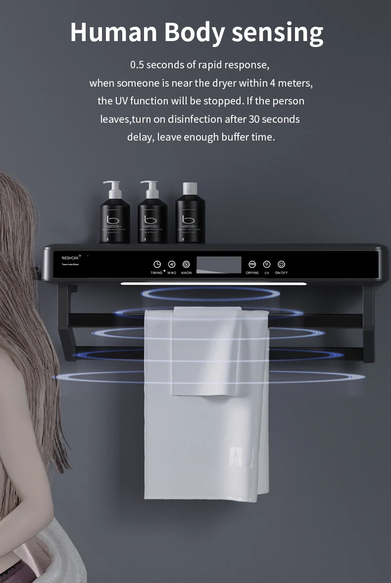 Parede dupla Toalha Secagem Rack, Toalha Titular, Preto Aquecedor, 2022