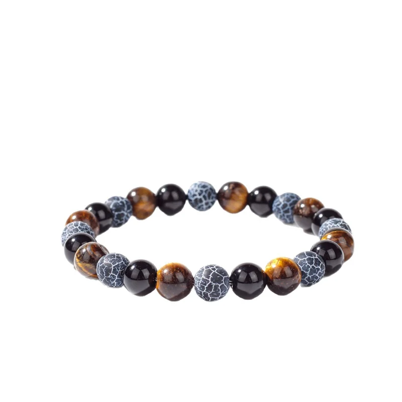 Natürliche Schwarze Obsidian Verwitterte Felsen Tigerauge Perlen Armbänder für Männer zur Gesundheit Dreifacher Schutz Frauen Seelen-Schmuck – Detail 6
