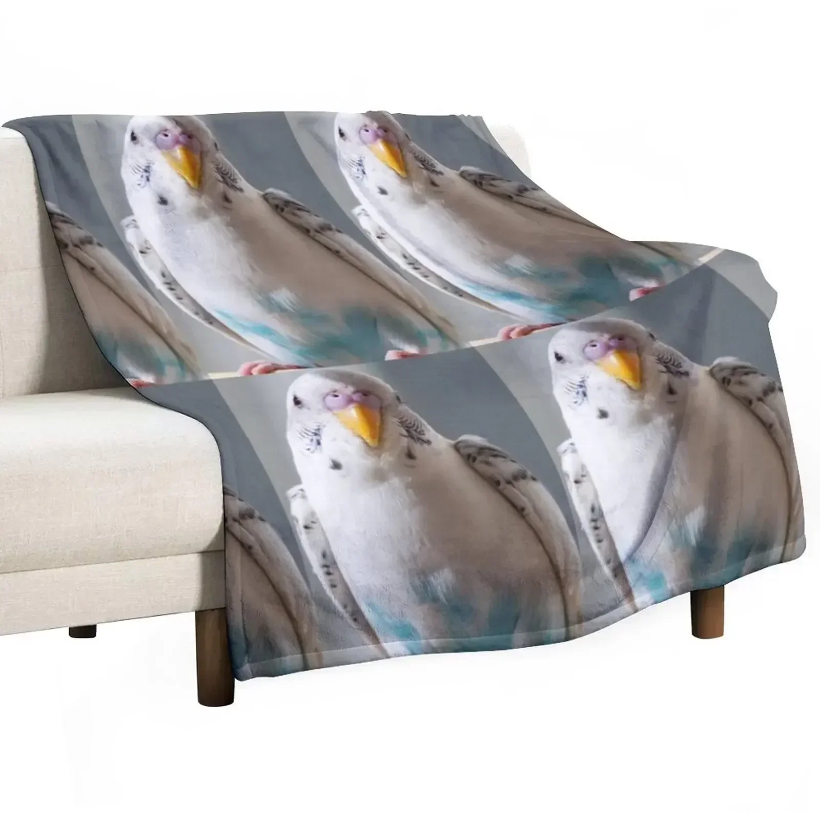 White and Blue Parakeet Throw Blanket Decorative Sofa warm for winter sofa bed Summer Blankets