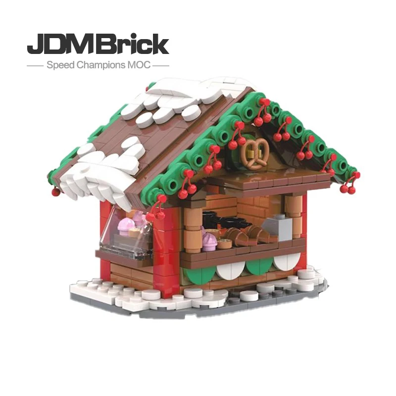 MOC-131415 Winter Vakantie Kerst Serie Model Kinderen Verlichting Baksteen Speelgoed Cadeau Creatieve Montage Kerst Snack Stand