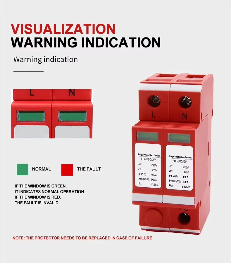 Wholesale AC220V Power Supply lightning Protector Single Phase 20KA/40KA/60KA/80KA lightning protection Module Surge Protector