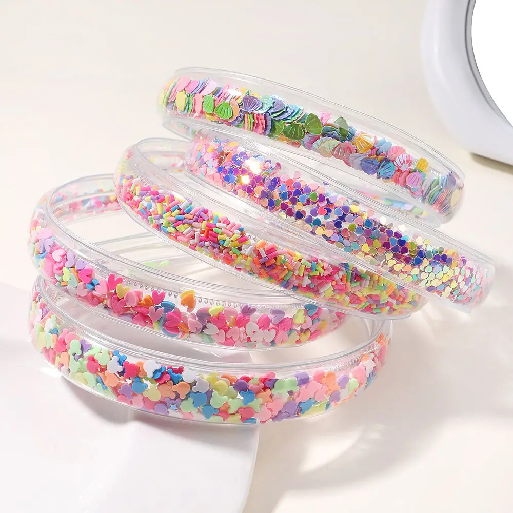 1pc Fashion Transparent Quicksand Headbands For Baby Kids Girls Glitter Sequin Hairbands Bezel Hair Hoops Hair Accessories Gift