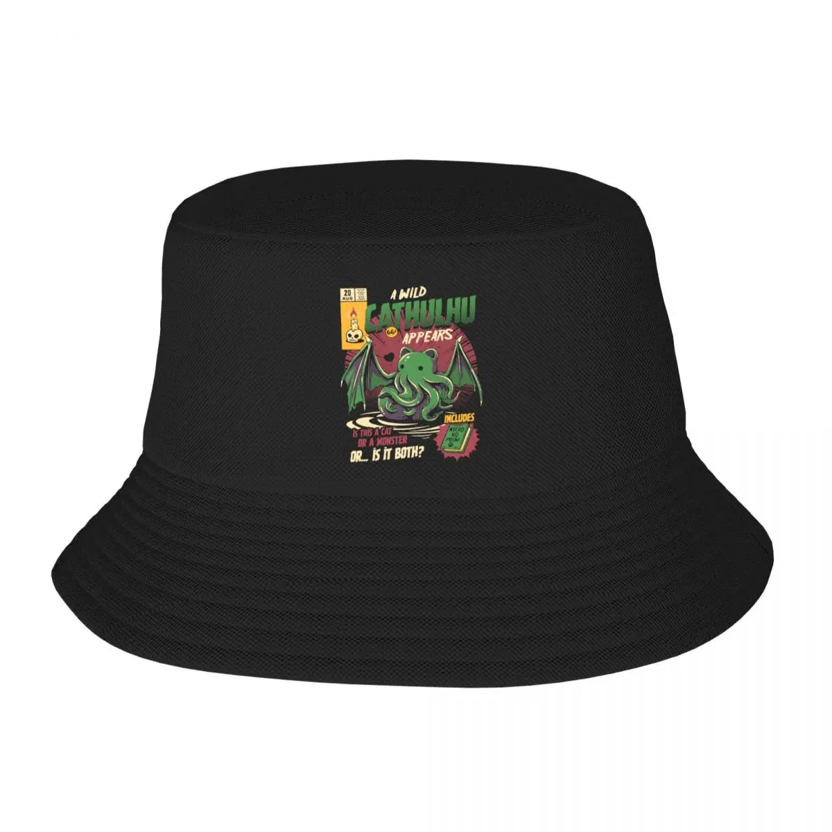 Custom A Wild Cthulhu Beach Bucket Hat Men Women Unisex Cat or Monster Kaiju Lovecraft Movie Summer Fisherman Cap