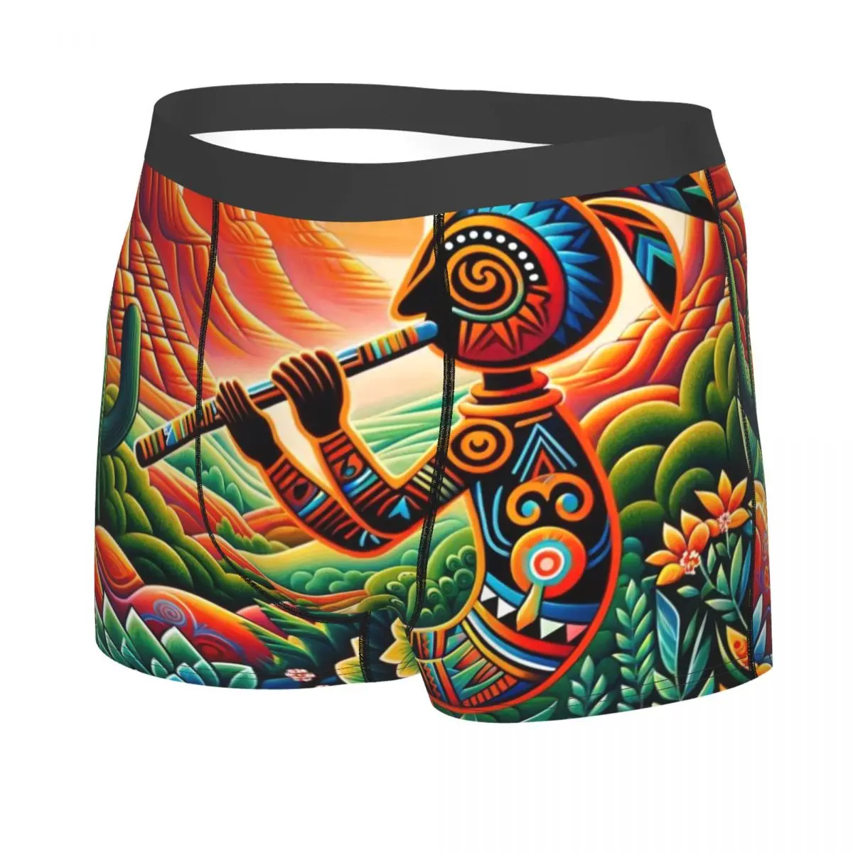 Custom Male Sexy Kokopelli The Flute Player Underwear Boxer Briefs Men Stretch Shorts Underpants