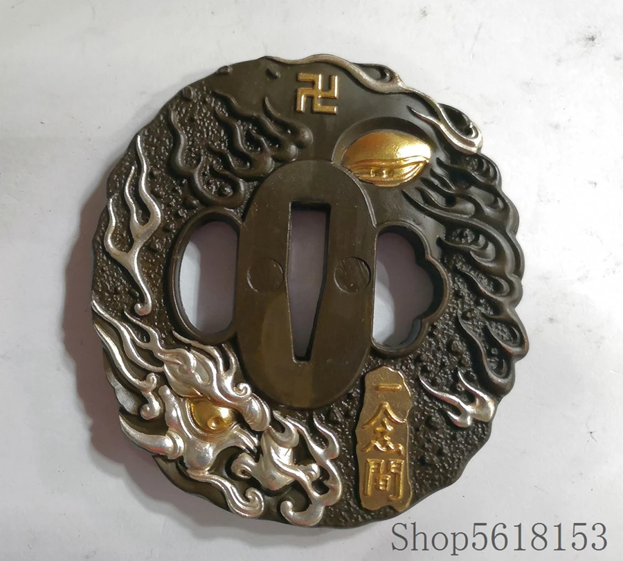 A Set Copper The evil realm Tsuba  Fuchi Menuki  for Japan Samurai Sword Katana Tanto Fitting