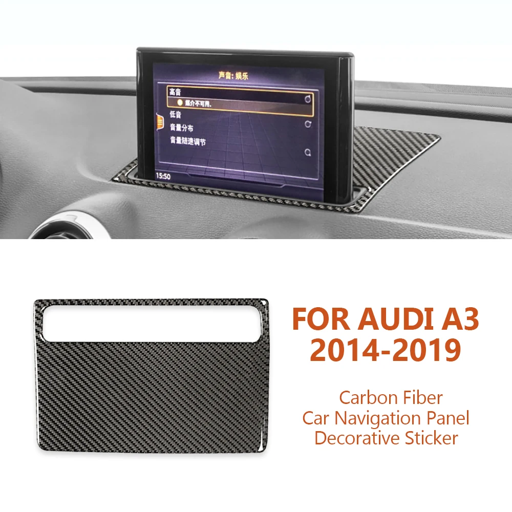 

For Audi A3 8V S3 2014-2019 Handmade Carbon Fiber Car Navigation Lifting Lowering Panel Decorative Sticker Interior Accessories