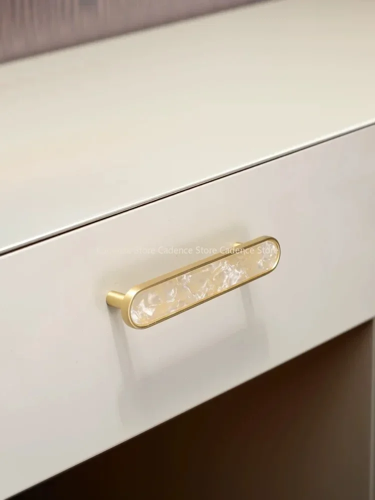 2pcs Zinc Alloy Colorful Round White Pink Shell Color Cabinet Wardrobe Furniture Knobs Long Series Handles