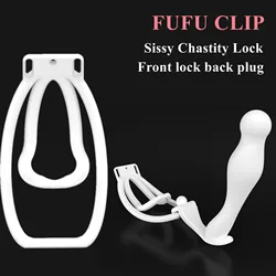 Upgrade Panty Chastity Device Fufu Clip Butt Plug Sissy Male Mimic Female Pussy Chastity Cage Trainingsclip Masturbate Sex Toys