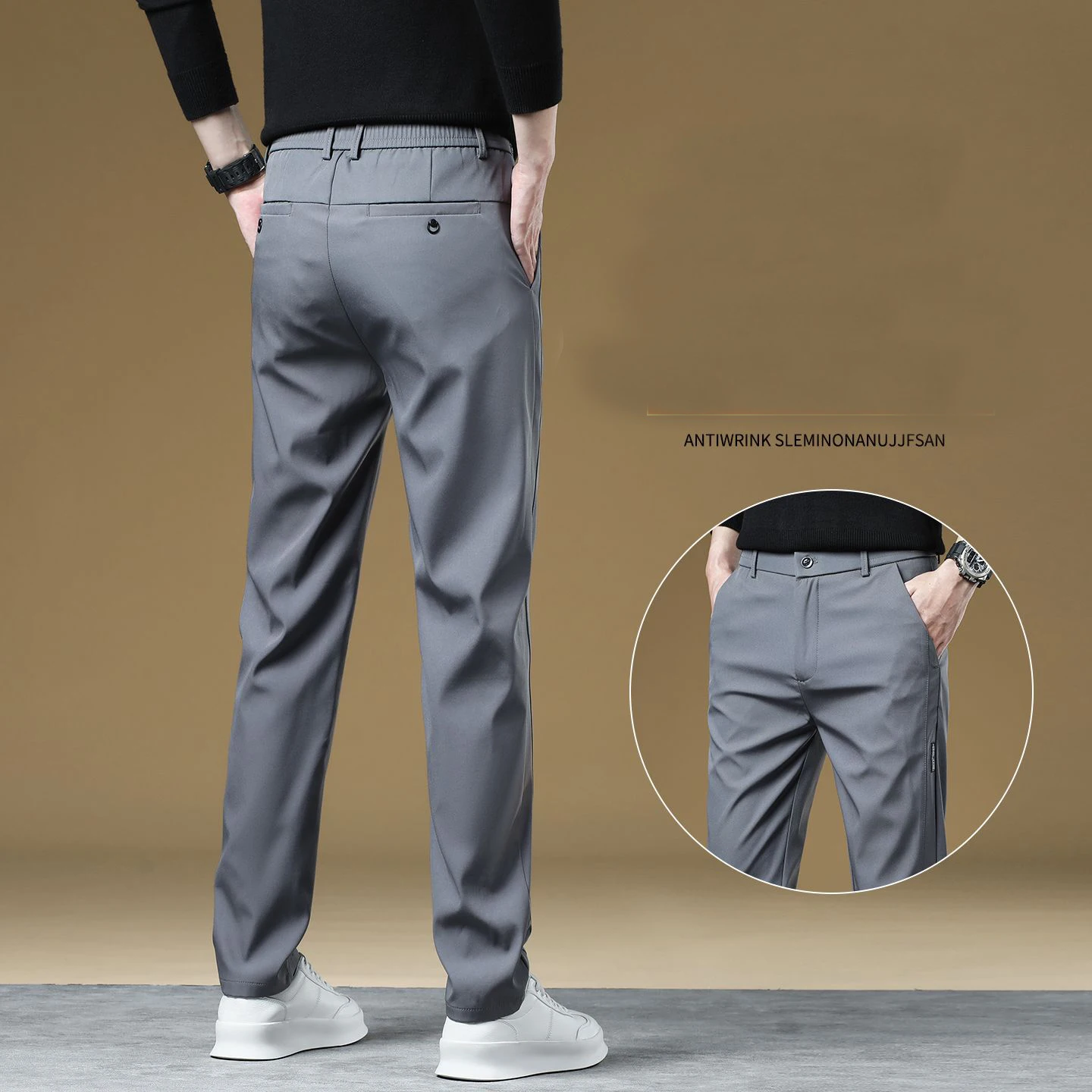 

2026 Summer New Thin Ice Silk Stretch Men's Pants Casual Elastic Waist Smooth Trouser Pants Male Brand Clothing 5 Colour size 38