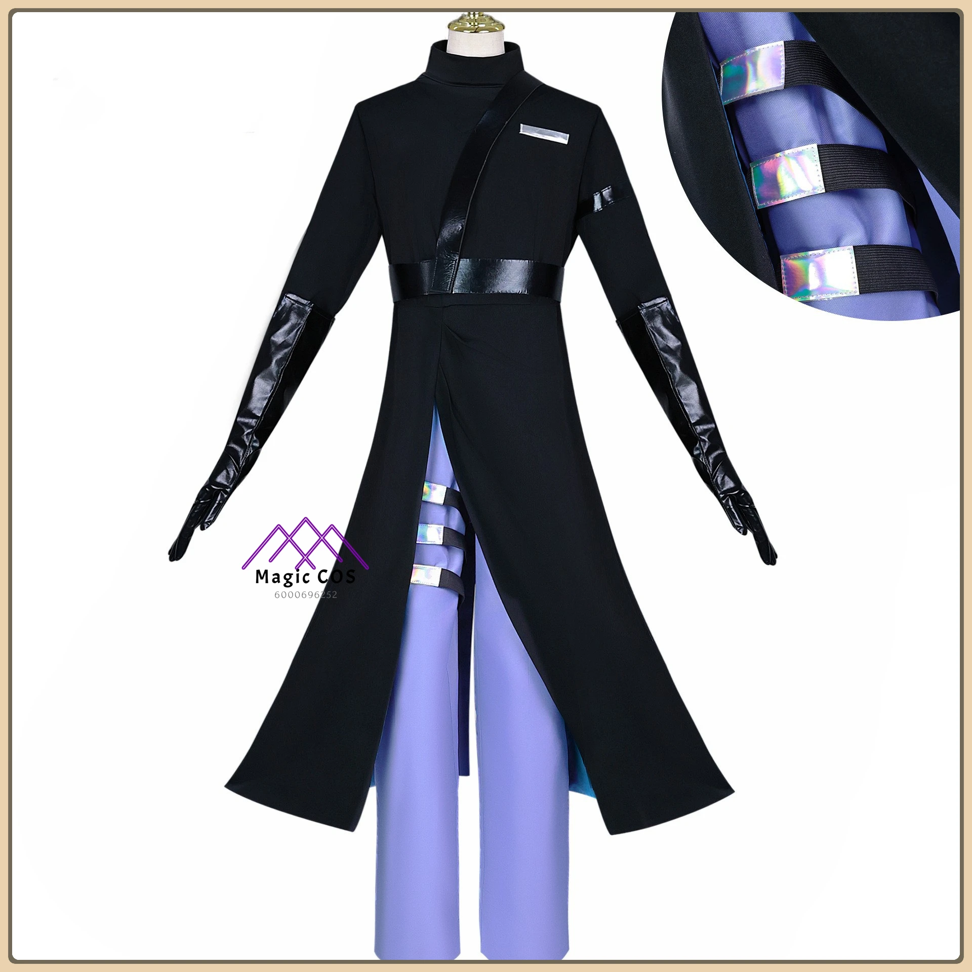 

Game Alien Stage Ivan Role Playing Costume Blue-Black Uniform + Sequins Details Full Set High Quality Cosplay Costume (Male)