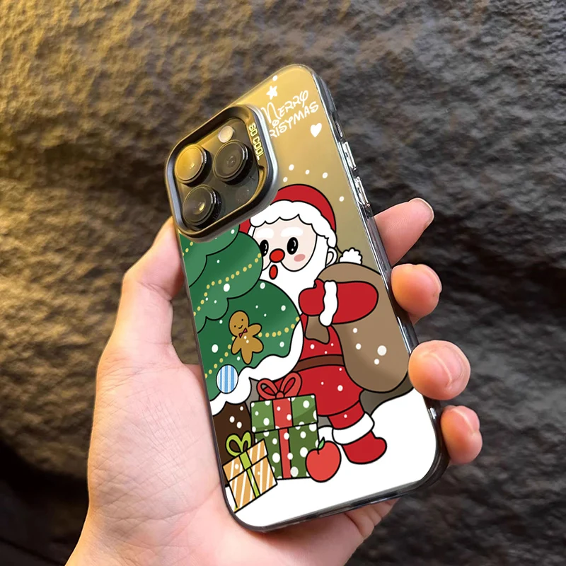 Christmas Santa Claus Elk Deer Design TPU Basic Case for iPhone 16 15 14 13 12 11 Pro Max XS X XR 7 8 16 Plus SE 2020 2022 Cover