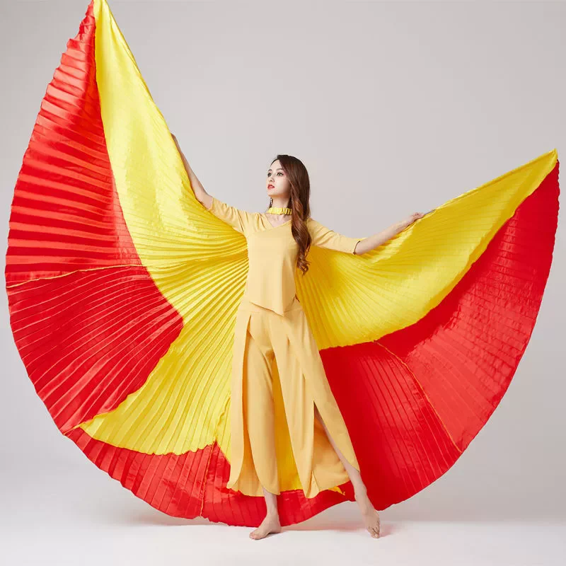 ผู้ใหญ่ Belly Dance Isis ปีกเปิดพิธี Performance Props กีฬา Meet อียิปต์ปีก Contrast สี 360 องศาปีก