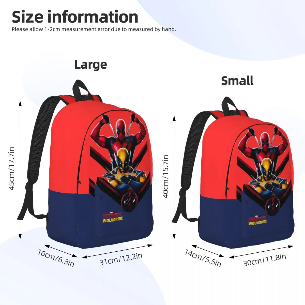 Backpack Deadpool  Multi Compartment Disney Marvel Deadpool & Wolverine Film Preschool Birthday Gift Vintage Laptop Bag Camping