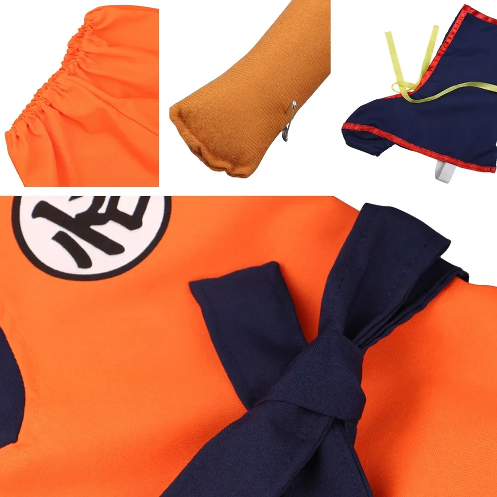 Adult Kids Son Goku Gui Carnival Cosplay Anime Costumes Halloween parties and Holiday Including Tail  Wrist Wig Blue Gold Design view 6